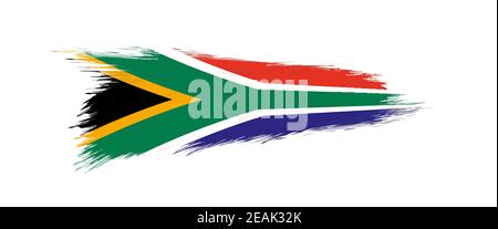 Flagge Südafrikas in Grunge Pinselstrich, Vektor Grunge Illustration. Stock Vektor