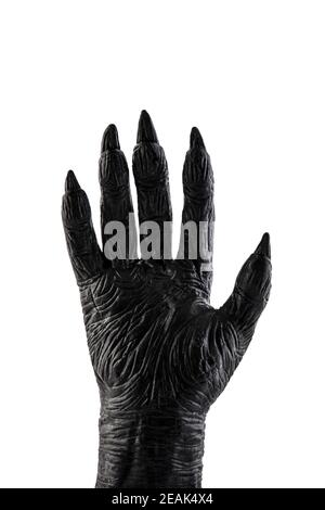 Gruselige Monster Hand isoliert auf weißem Hintergrund mit Clipping Pfad Stockfoto