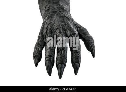 Gruselige Monster Hand isoliert auf weißem Hintergrund mit Clipping Pfad Stockfoto