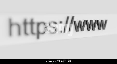 Internet Web-Adresse https www in der Suchleiste des Browsers im Fokus. 3D Rendern Stockfoto