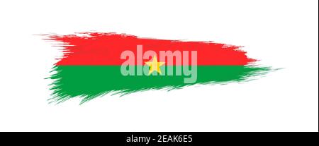 Flagge von Burkina Faso in Grunge Pinselstrich, Vektor Grunge Illustration. Stock Vektor