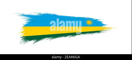 Flagge von Ruanda in Grunge Pinselstrich, Vektor Grunge Illustration. Stock Vektor