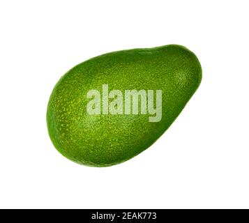 Frisches Grün reife Avocado isoliert auf weißem Stockfoto