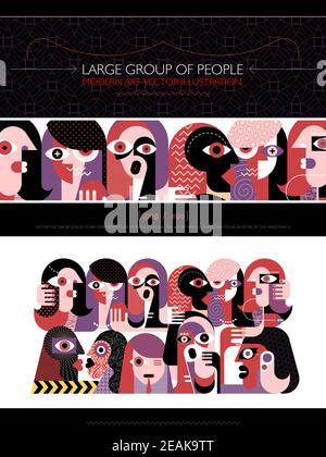 Moderne Kunst Poster Vorlage. Vektor-Illustration EINE große Gruppe von Menschen wird in der Gestaltung eines Magazins Cover, Broschüre, Banner, etc. Verwendet Stock Vektor