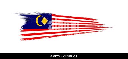 Flagge von Malaysia in Grunge Pinselstrich, Vektor Grunge Illustration. Stock Vektor