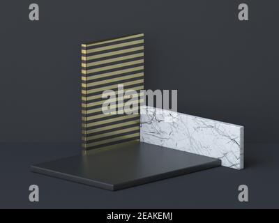 Abstrakter Hintergrund drei Rechtecke Podium 3D Stockfoto