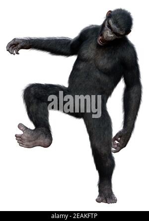 3D Rendering Chimpanzee on White Stockfoto