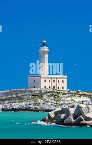 Leuchtturm in Vieste, Region Apulien, Italien Stockfoto