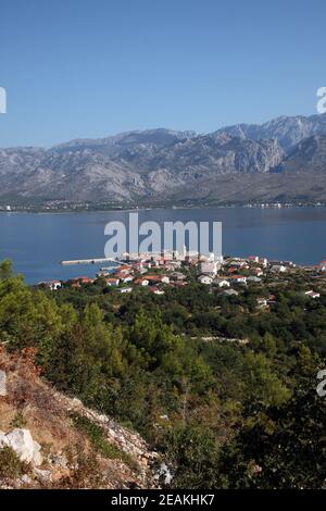 Vinjerac, einer kleinen Küstenstadt an der Adria in Kroatien Stockfoto