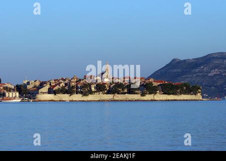 Korcula. Kleine Insel-Stadt in der Nähe von Dubrovnik in Kroatien Stockfoto