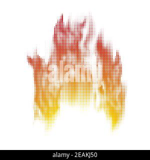 Halbton-Brennmuster. Satz Punkte. Gepunktete Struktur auf weißem Hintergrund. Grunge-Vorlage Überlagern. Pop-Art-Kulisse. Stockfoto