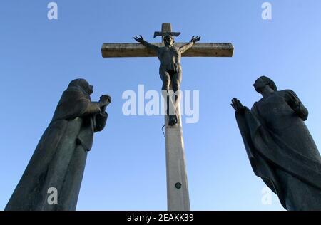12th Stationen des Kreuzes, Jesus stirbt am Kreuz, Basilika Himmelfahrt der Jungfrau Maria in Marija Bistrica, Kroatien Stockfoto