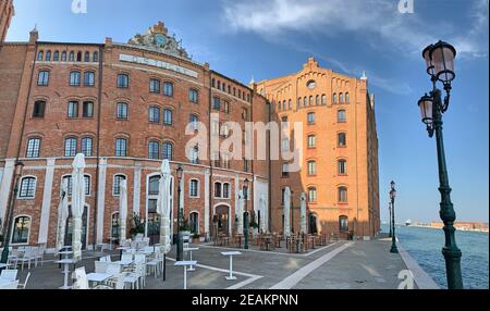 Der Molino Stucky am westlichen Ende der Insel Giudecca, Venedig, Italien Stockfoto