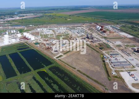 Landschaft der Stadt Slawjansk in der Kuban. Der Typ von tre Stockfoto