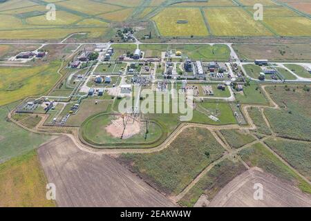 Aerophotographing Station Trennung und Dehydrierung von Öl und Gas Stockfoto