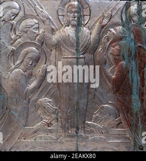 Die Auferstehung Jesu, Altar des Heiligen Herzen Jesu in der Kirche des Heiligen Blasius, Zagreb, Kroatien. Stockfoto