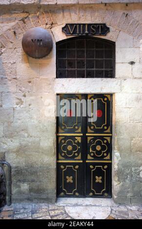 Via Dolorosa, 7th Stationen des Kreuzes in Jerusalem, Israel Stockfoto