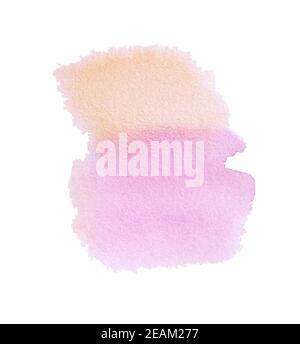Aquarell orange-rosa Streifen von Hand auf weißem Hintergrund gezeichnet. Stockfoto