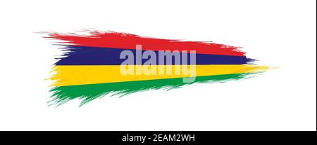 Flagge von Mauritius in Grunge Pinselstrich, Vektor Grunge Illustration. Stock Vektor