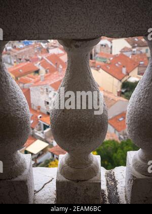 Blick vom Glockenturm in Rovinj Kroatien Stockfoto