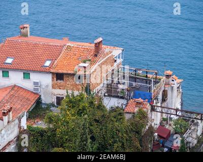 Blick vom Glockenturm in Rovinj Kroatien Stockfoto
