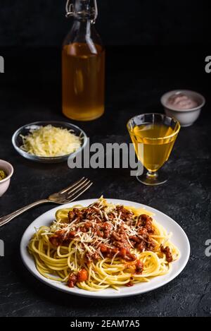 Spaghetti mit Bolognese Sauce Stockfoto