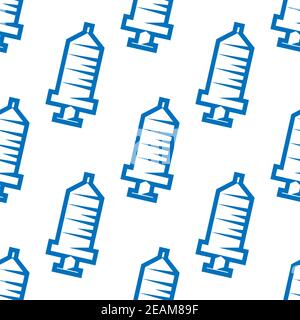 Nahtloses Hintergrundmuster einer hypodermischen Spritze mit einer Wiederholung Umrissmotiv im quadratischen Format Stock Vektor