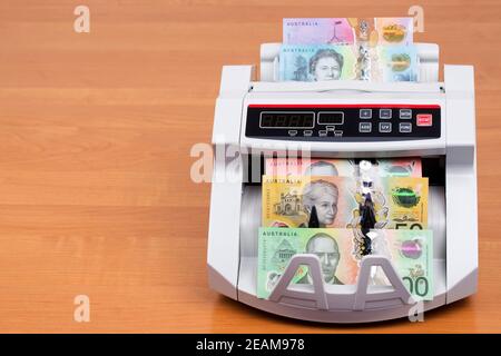 Australische Geld in eine zählmaschine Stockfoto