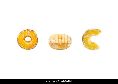 Donuts isoliert auf weißem Hintergrund Stockfoto