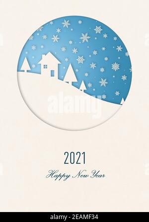 Frohes neues Jahr 2021 Winterkarte Stockfoto