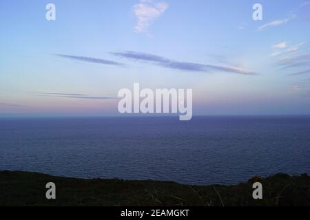 Sonnenuntergang auf dem Hügel des Howth Baily Leuchtturms Stockfoto