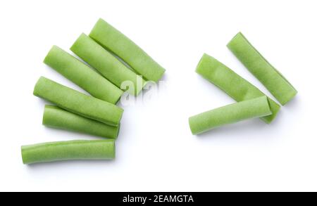 Grüne Bohnen Isoliert Auf Weißem Hintergrund Stockfoto