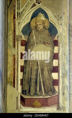 St. Louis von Toulouse, Fresken von Gioto in der Bardi Chapelâ € Žâ € Ž, Basilika Santa Croce (Basilika des Heiligen Kreuzes) in Florenz, Italien Stockfoto