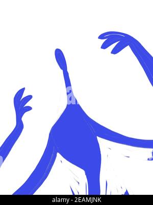 Abstrakte minimalistische Personenfarbe mit Blau. henri Matisse Vibe. Abstrakte Körperform isoliert auf weiß, handgezeichnet für Druck und Poster Stockfoto