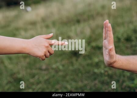 Schema von Handshake und Distanzierung in Psychologie und Wissenschaft Des Körpers Stockfoto