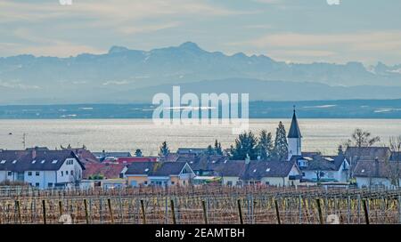 Hagnau am Bodensee, ev. Kirche, Altmann und SÃ¤ntis Stockfoto