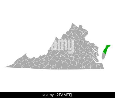 Karte von Accomack in Virginia Stockfoto