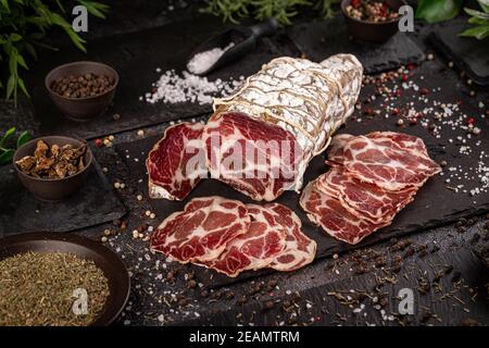 Scheiben appetitliche coppa Stockfoto