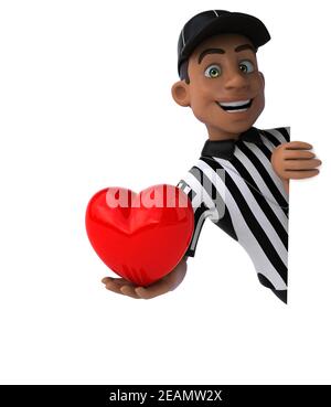 Lustige 3D-Illustration eines amerikanischen Schiedsrichters Stockfoto