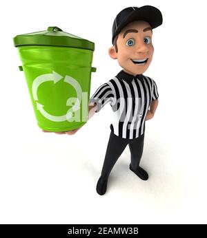 Lustige 3D-Illustration eines amerikanischen Schiedsrichters Stockfoto