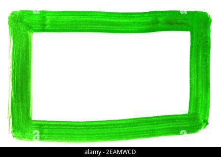 Grün handbemaltes Rechteck mit Pinsel gemacht Stockfoto