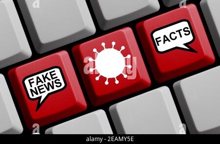 Fake News und Fakten über das Coronavirus Stockfoto