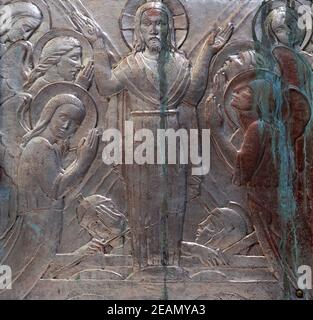 Die Auferstehung Jesu, Altar des Heiligen Herzen Jesu in der Kirche des Heiligen Blasius, Zagreb, Kroatien. Stockfoto