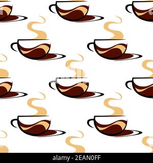 Heiß dampfender Kaffee Cuo nahtloses Muster für Fast Food, Café oder Restaurant Menüdesign Stock Vektor