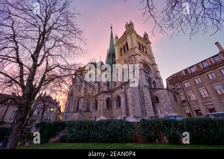 Saint-Pierre Kathedrale in Genf, Schweiz, HDR Stockfoto