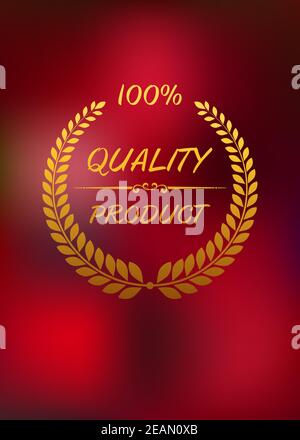 Hochwertiges Label mit goldenem Lorbeerkranz im Retro-Vintage-Stil, isoliert auf verschwommenem Hintergrund für Design Stock Vektor