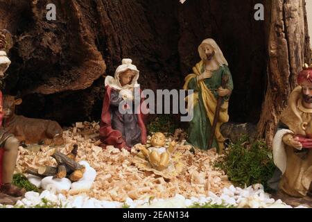 Ausstellung von Weihnachtsmangern im Kloster der Schwestern Diener des Jesuskindes in Zagreb, Kroatien Stockfoto