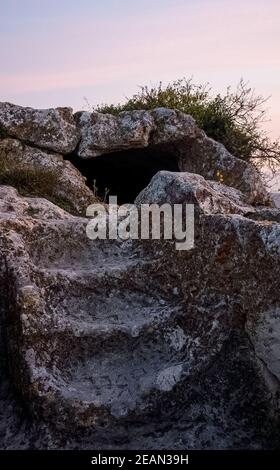 Die Felsen in Krim. Die Felsen der Felsen Krim. Die Ausgabe von Kalkstein Sediment Stockfoto