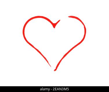 Rot handbemaltes Herz für Hochzeit, Liebe oder Romantik Stockfoto