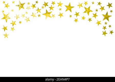 Goldene weihnachtssterne mit Kurve und Kopierraum Stockfoto